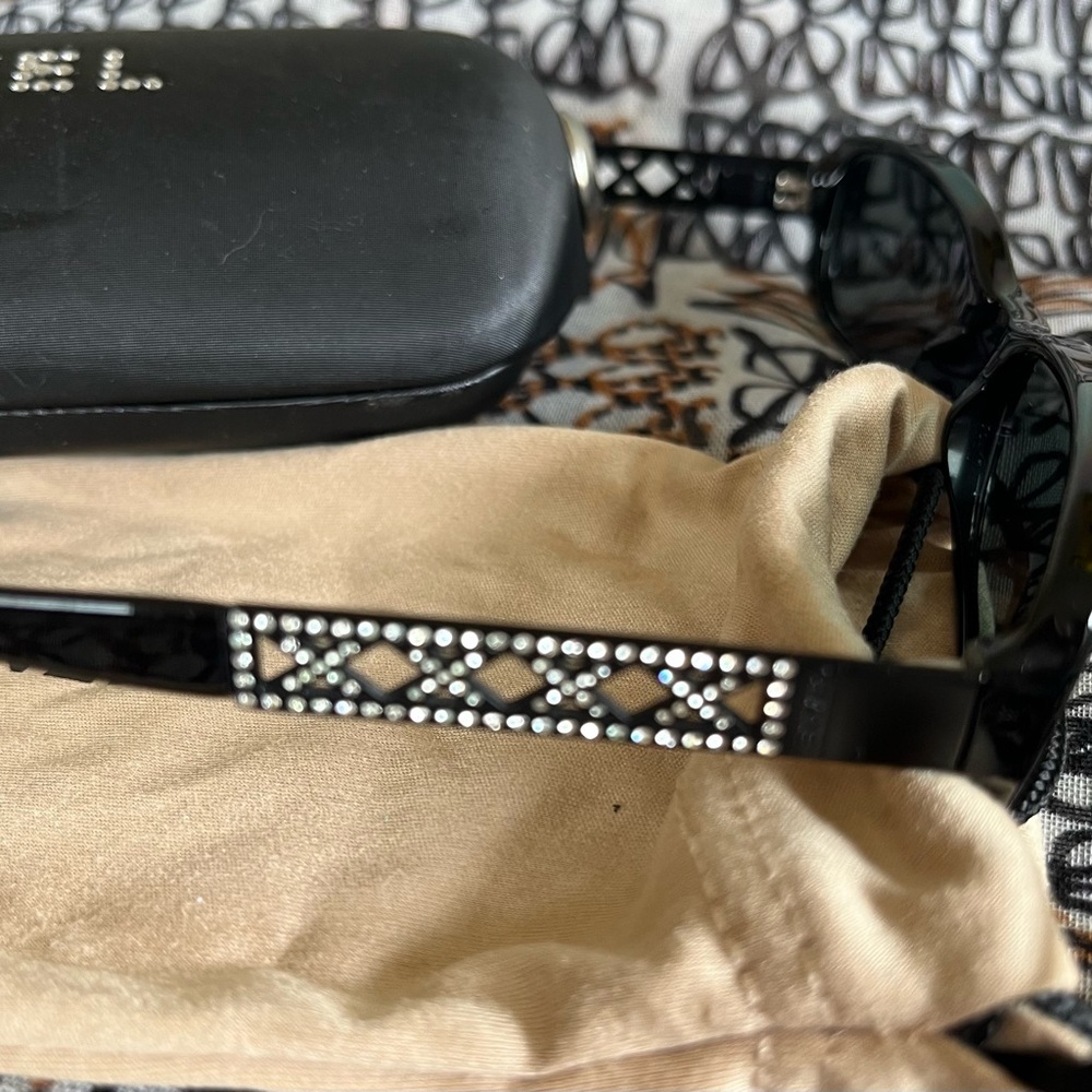 CHANEL Black Narrow Rectangular Sunglasses - image 3